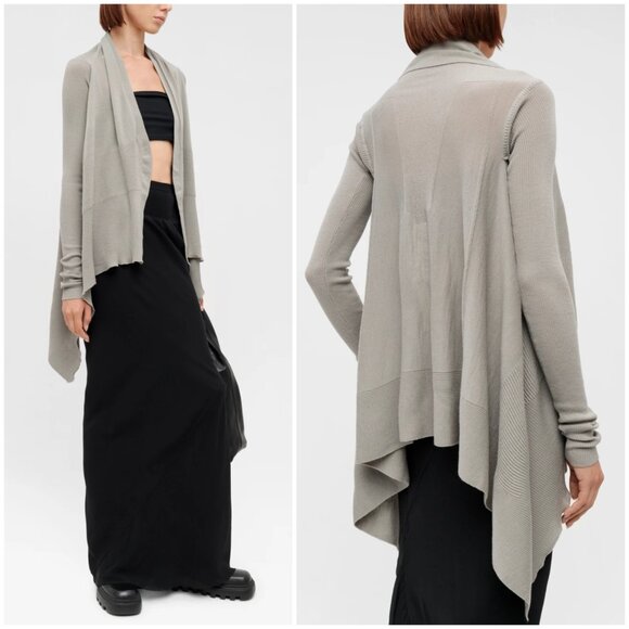 RICK OWENS Babel ss19 Virgin Wool Wrap Cardigan Rasato-Knit size L - Picture 2 of 16